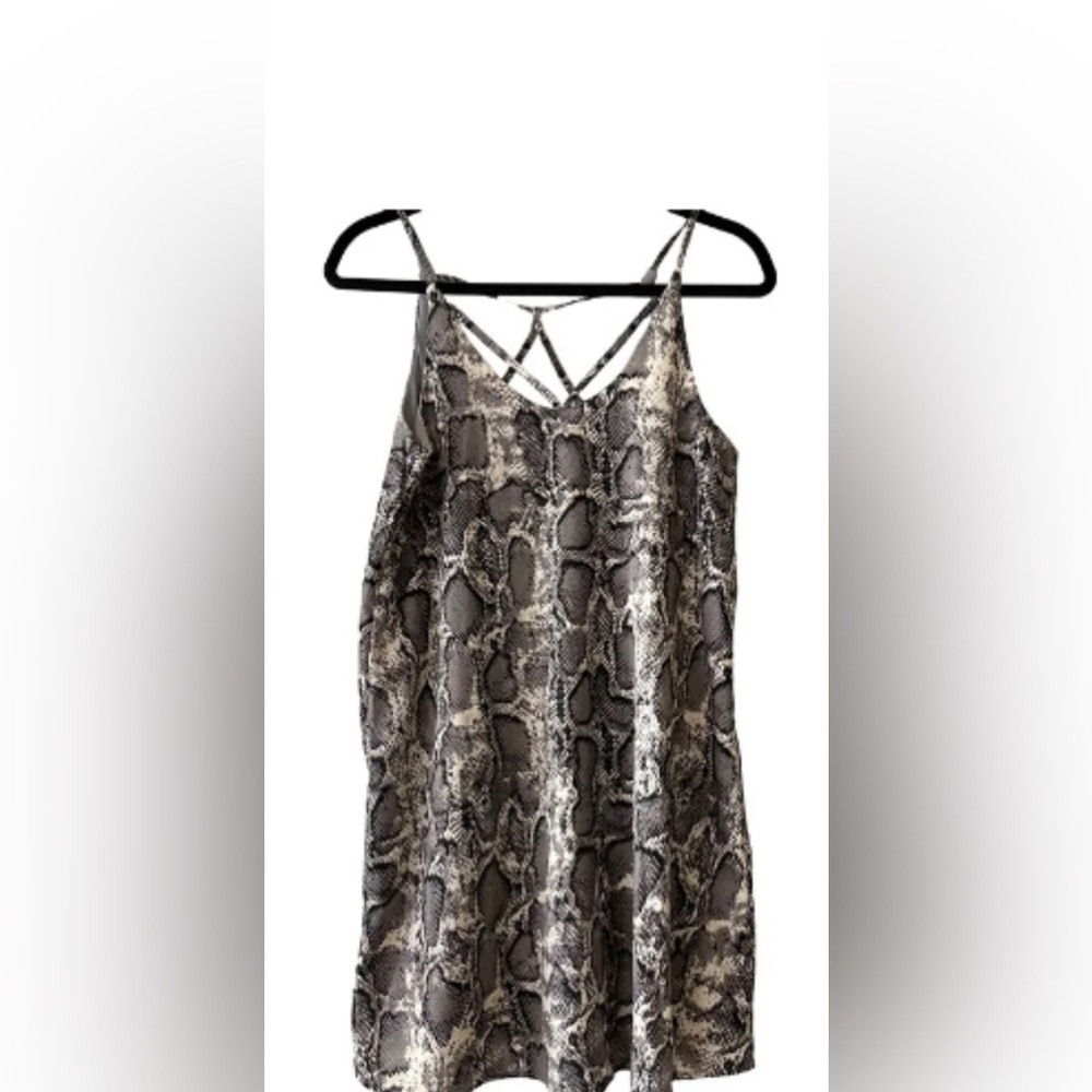 NWT SNAKE PRINT MINI DRESS SMALL edgy SHE + SKY STRAPPY Y2K